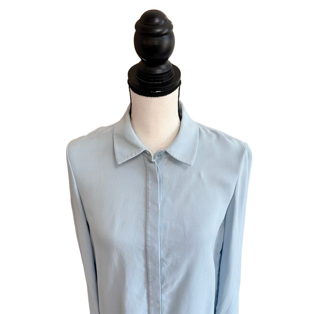 Lafayette 148 New York Scottie Bluebell Silk Blouse Size Small NWOT Minimalist - Picture 2 of 10